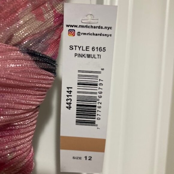 R&M Richards Crinkle Pleated Floral Shimmer Mesh Dress size 12. NWT - Picture 6 of 11